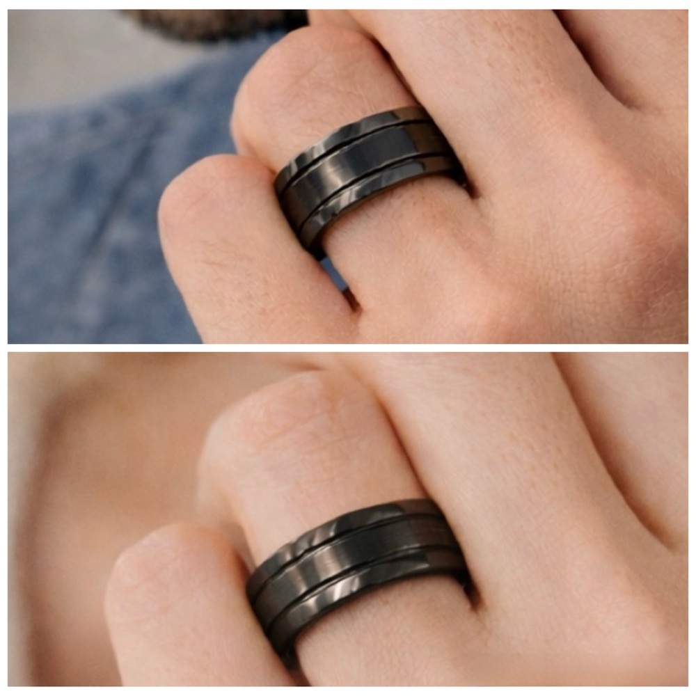 Size 5 1/2 Titanium plated beveled edge band, ring